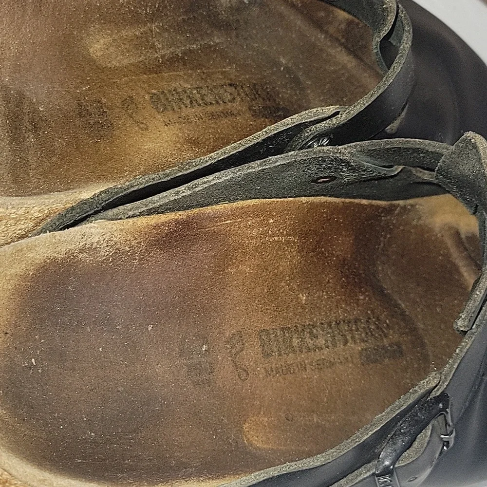 Birkenstock Black Leather Slip on Clog Sandals Sz 43 M10
